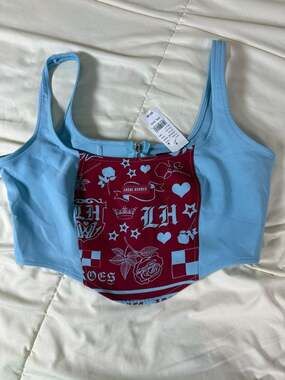 Local Heroes Women's Graphic Corset-Style Cropped Tank Top